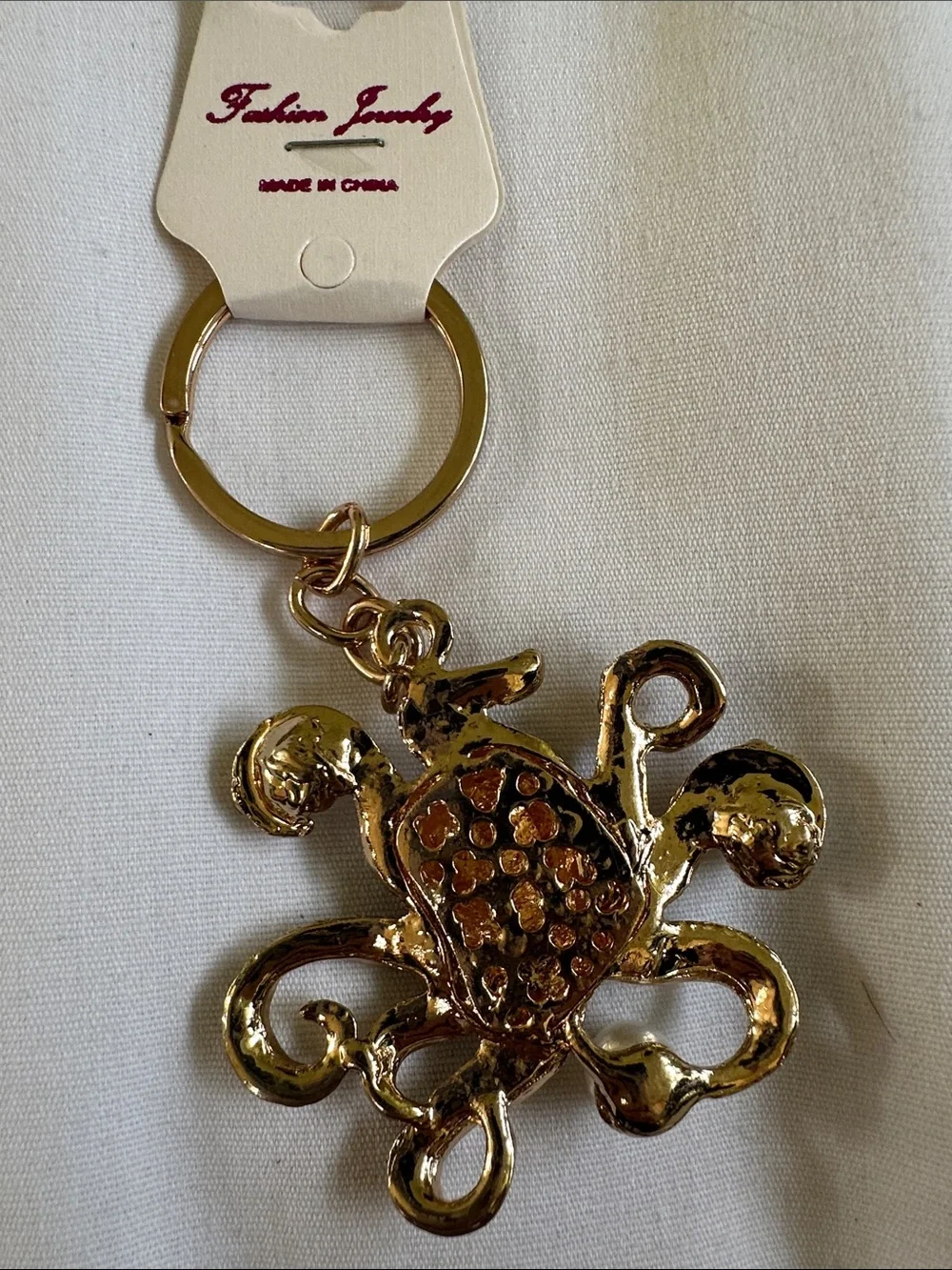 Lavender Octopus Keychain Purse Jewelry with Pearl & Crystal Accents